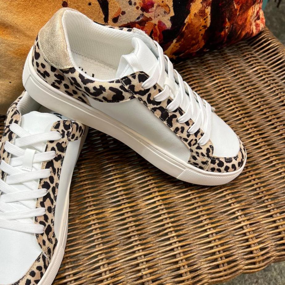 Hey Girl Obsessed Metallic Gold Star Leopard Sneaker