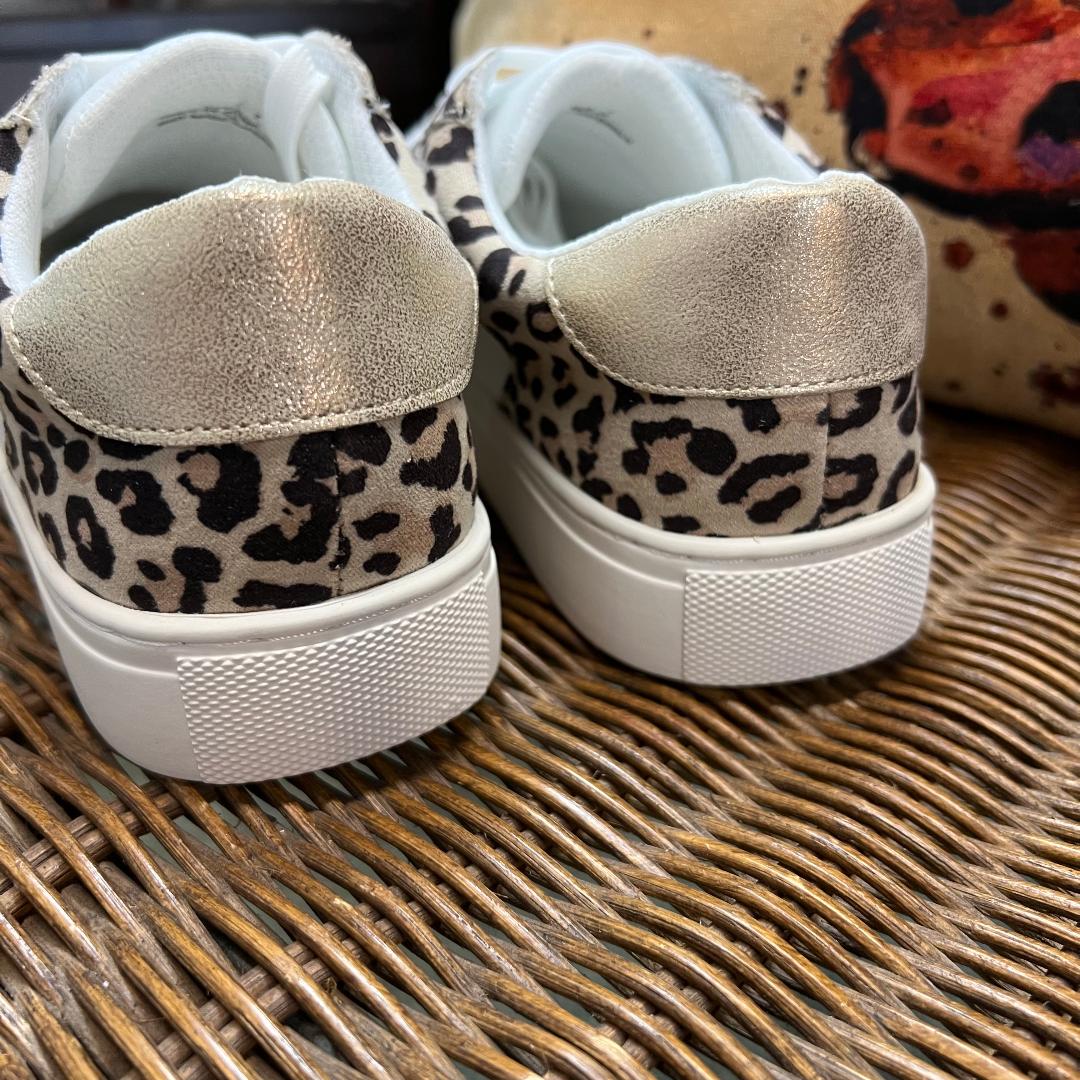 Hey Girl Obsessed Metallic Gold Star Leopard Sneaker