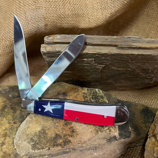 Texas Flag Design Handle Knife