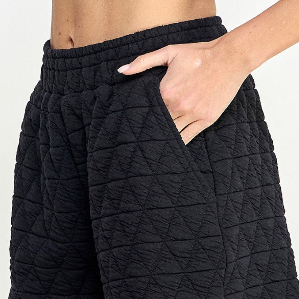 Quilted Elastic Waist Shorts
