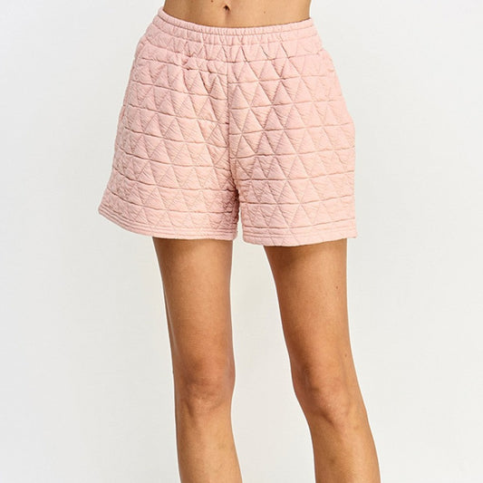 Quilted Elastic Waist Blush Shorts