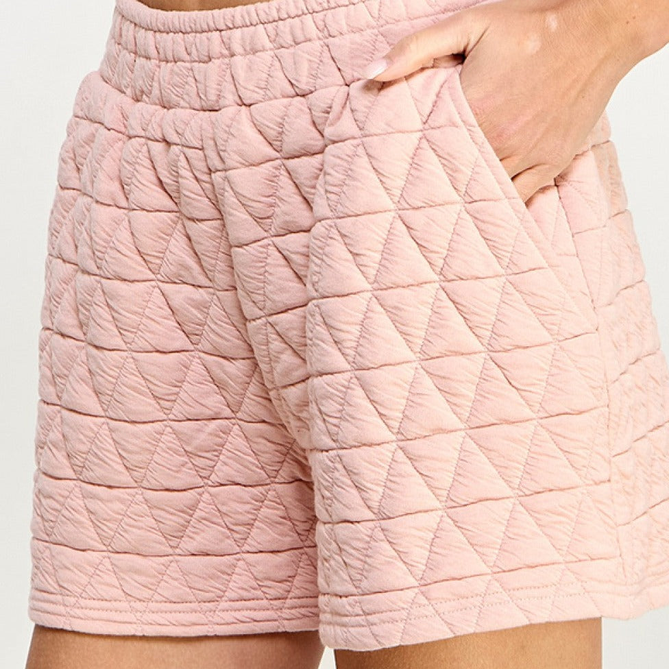 Quilted Elastic Waist Blush Shorts