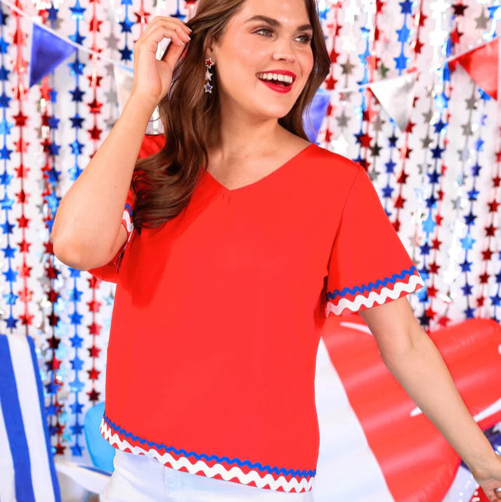 Patriotic Waves Ric Rac Top