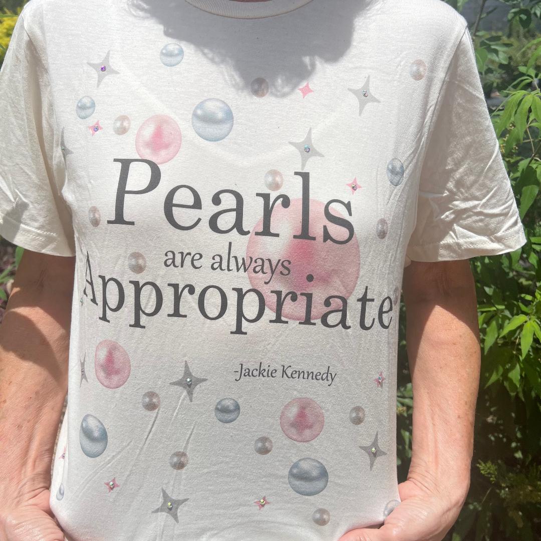 Pearls are Always Tee with Rhinestone Accents