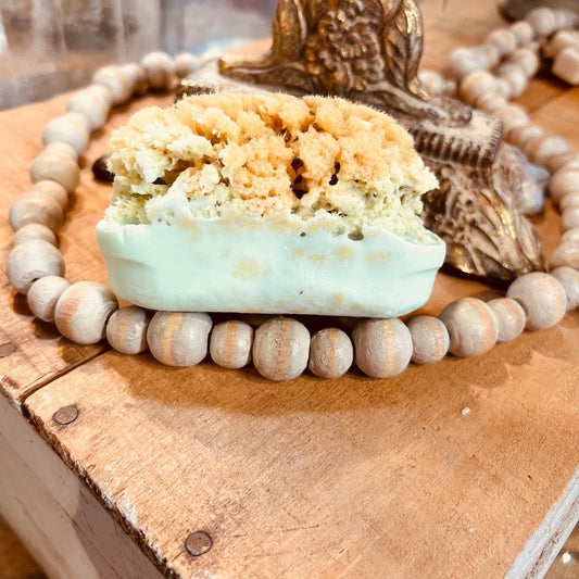Goat's Milk & Olive Oil Peppermint Soap w/Sea Sponge