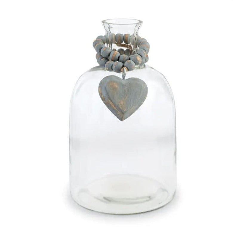 Heart Glass Vase With Beads