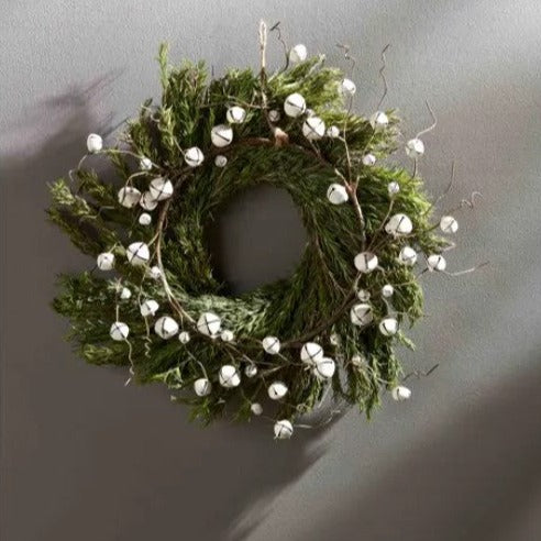 Vintage White Jingle Bell Wreath