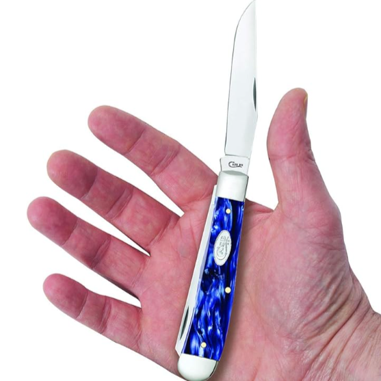 Blue Pearl Kirinite Smooth Trapper Case Knife