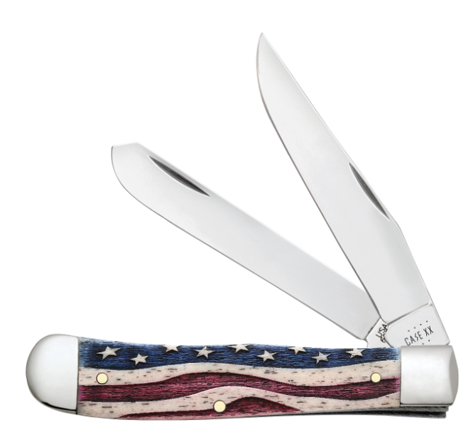 Star Spangled Natural Bone Color Wash Trapper Case Knife