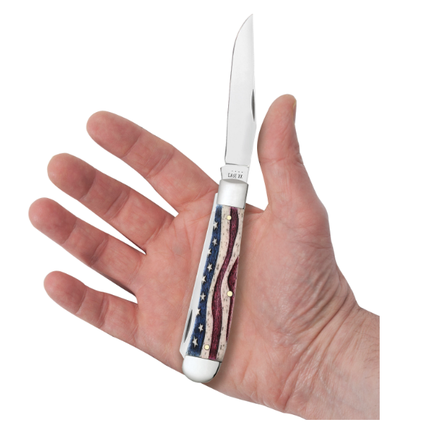 Star Spangled Natural Bone Color Wash Trapper Case Knife