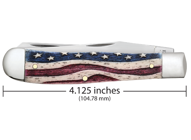 Star Spangled Natural Bone Color Wash Trapper Case Knife