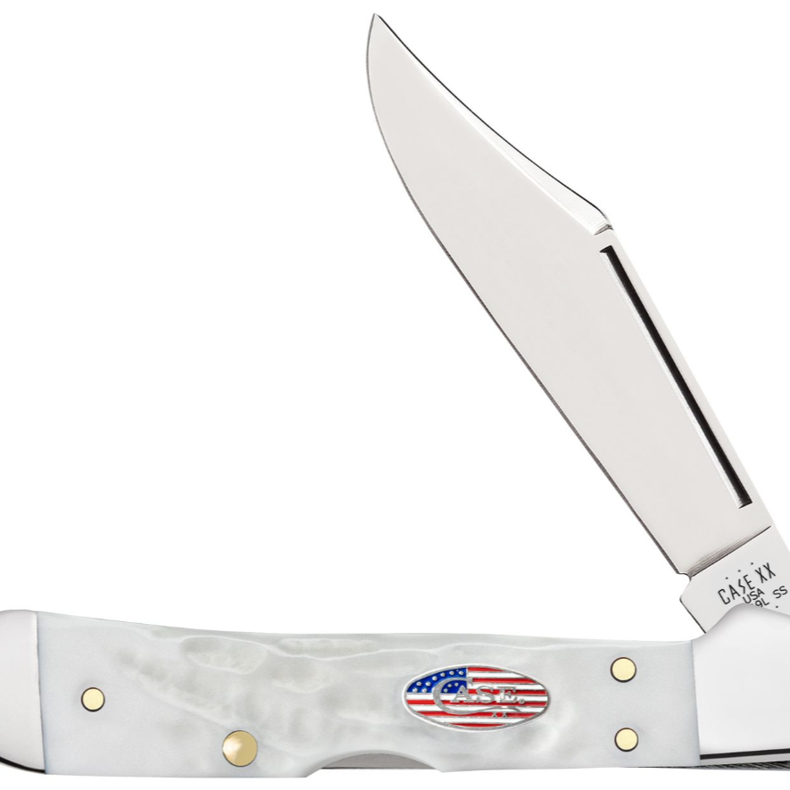 White Synthetic Rough Jig Mini CopperLock Case Knife