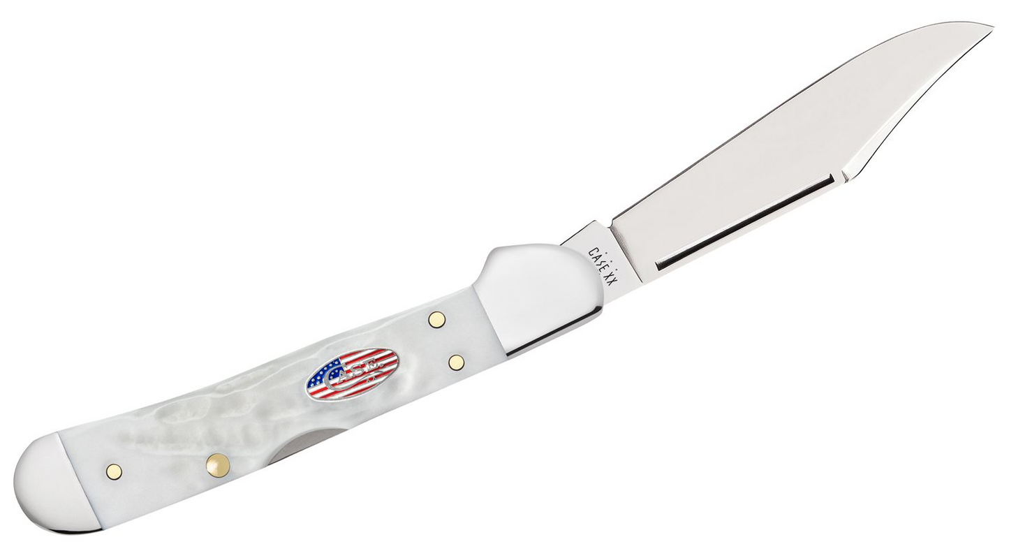 White Synthetic Rough Jig Mini CopperLock Case Knife