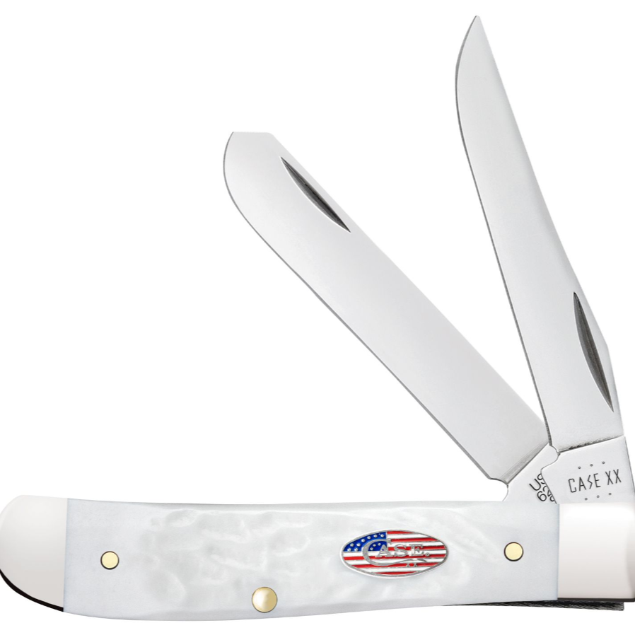 Rough Jigged White Synthetic Mini Trapper Case Pocket Knife