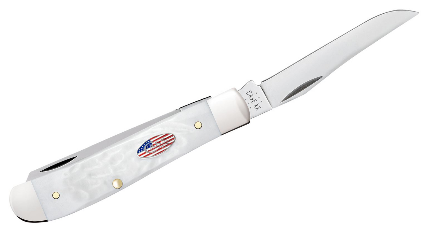 Rough Jigged White Synthetic Mini Trapper Case Pocket Knife