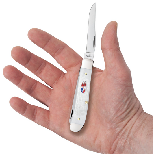 Rough Jigged White Synthetic Mini Trapper Case Pocket Knife