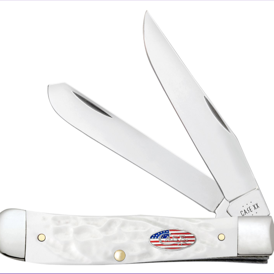 Rough Jigged White Synthetic Trapper Case Pocket Knife