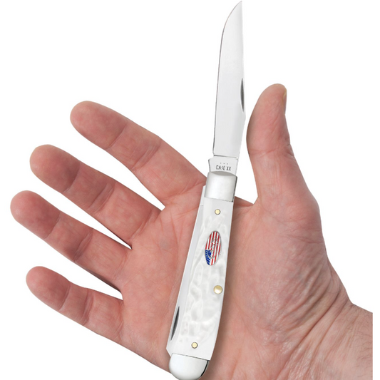Rough Jigged White Synthetic Trapper Case Pocket Knife