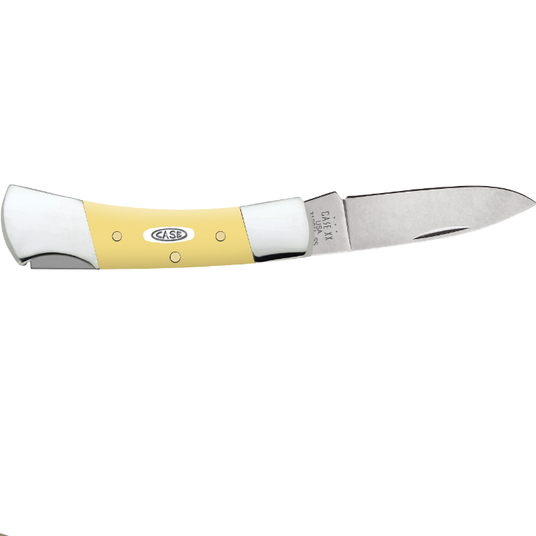 Yellow Smooth Lockback Knife