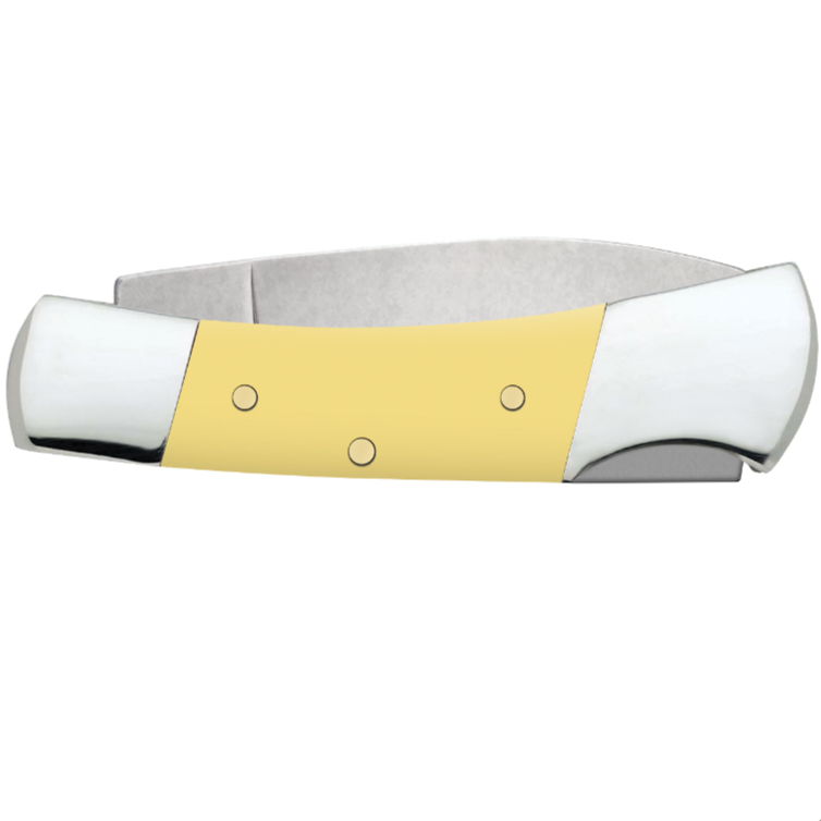 Yellow Smooth Lockback Knife