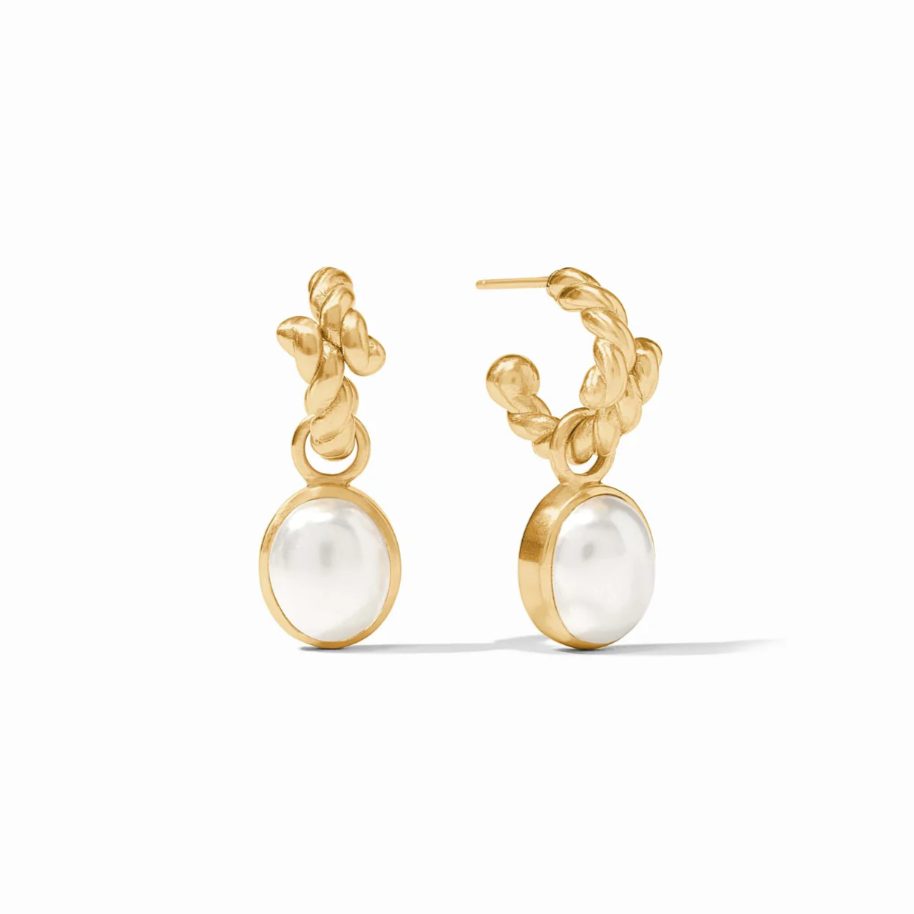 Pearl Nassau Hoop & Charm Earrings