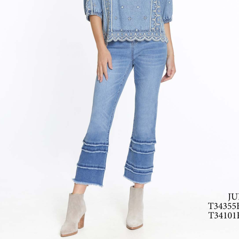 Tiered Leg Crop Jeans