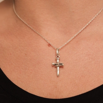 Sterling Silver-Plated Medium Cross Charm