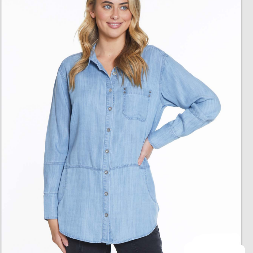 Button Front Denim Tunic