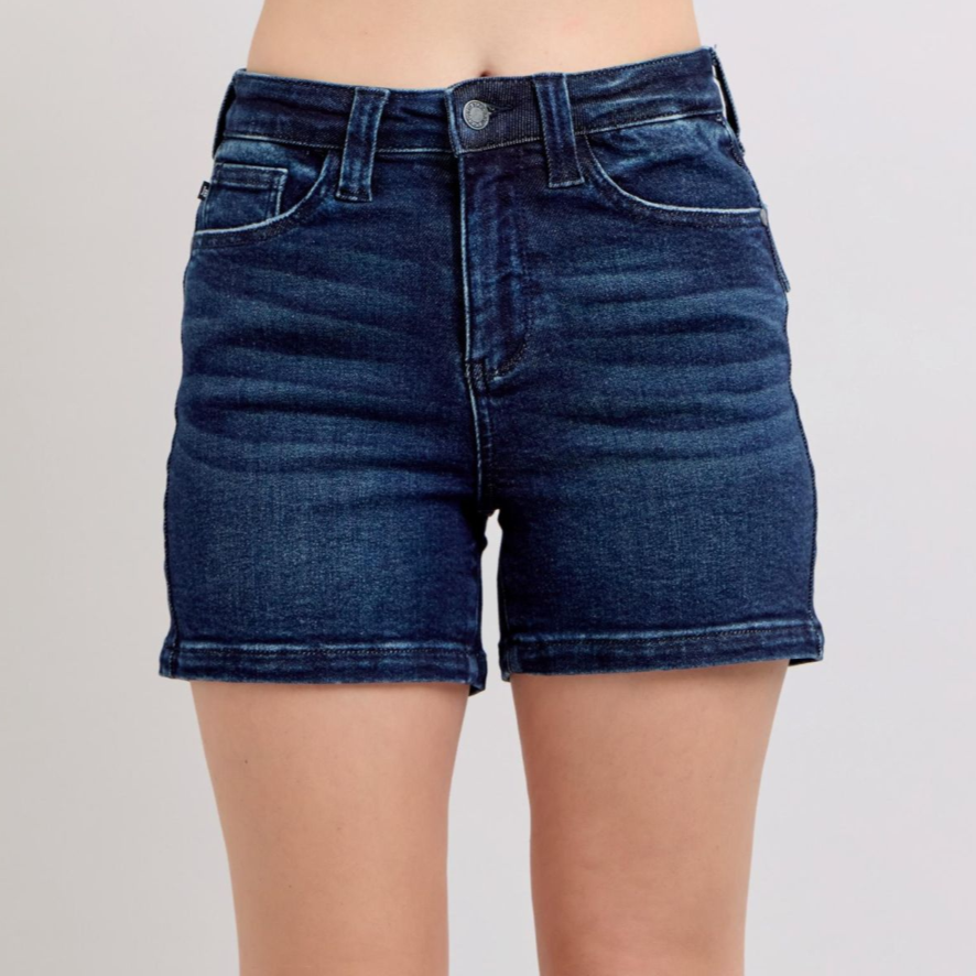 High Waist Back Flap Pocket Shorts