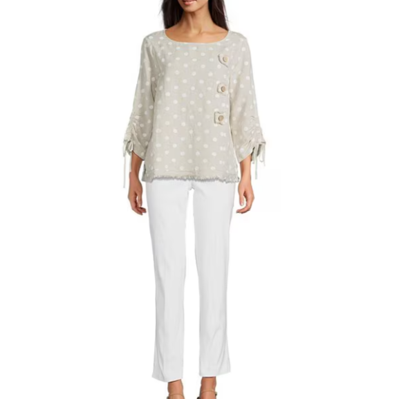 Ali Miles Woven Popover Tunic with Front Button Details