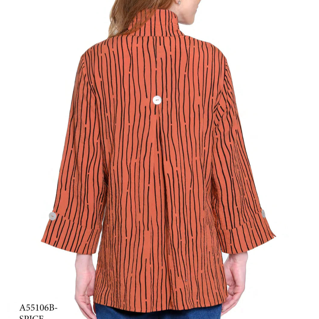 Ali Miles Printed Woven Crinkle Button Tunic