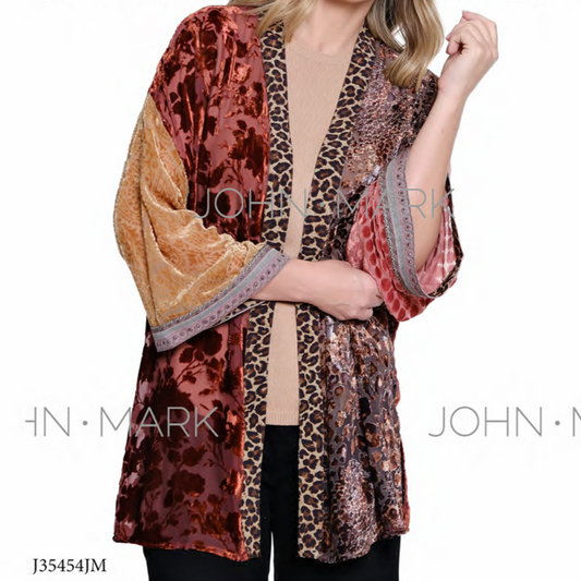 Mix Burnout Kimono with Rhinestone Detail
