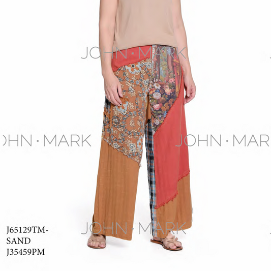 Patched Wide Leg Pant