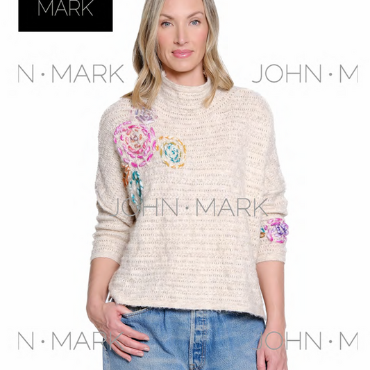 Embellished Sweater With Cowl Neck and 3/4 Sleeve
