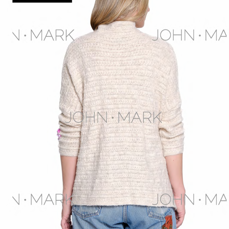 Embellished Sweater With Cowl Neck and 3/4 Sleeve