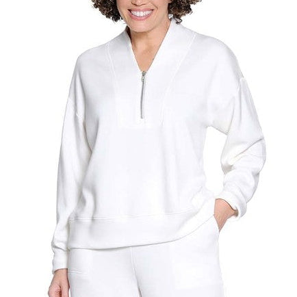 Zip Front Shawl Collar Sweatshirt