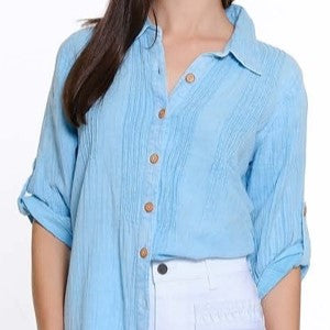 Pintucked Button Front Shirt