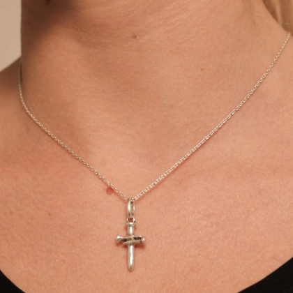 Sterling Silver-Plated Medium Cross Charm