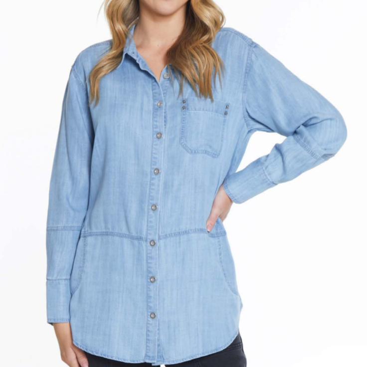 Button Front Denim Tunic