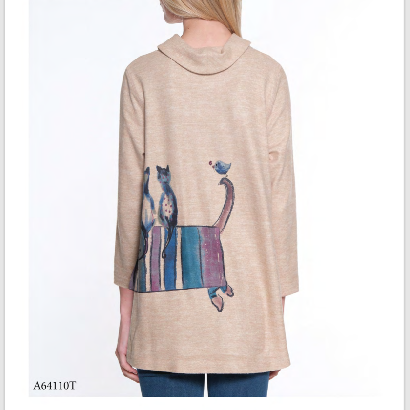 Brushed Adorably Printed Knit Tunic