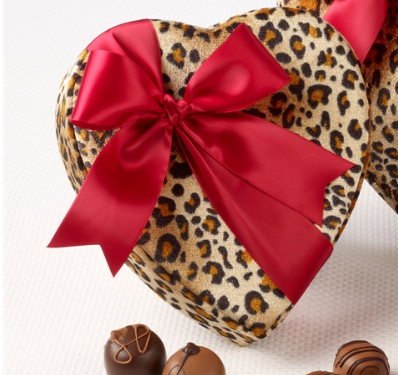 Small Leopard Heart of Assorted Chocolate Truffles 6pc.