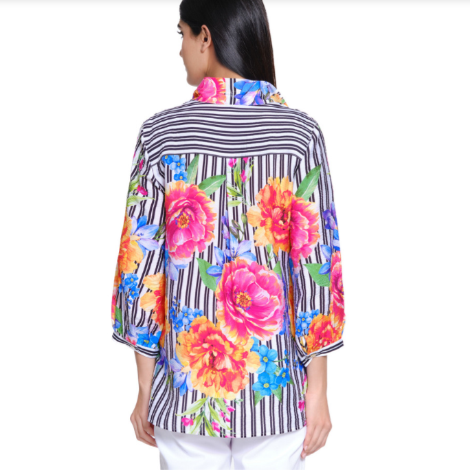 Floral & Stripe Button Front Shirt