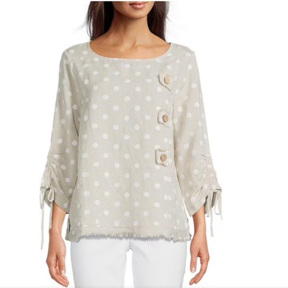 Ali Miles Woven Popover Tunic with Front Button Details