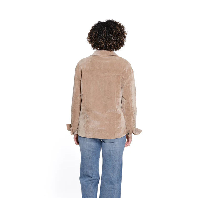 Stretch Velveteen Shirt Jacket