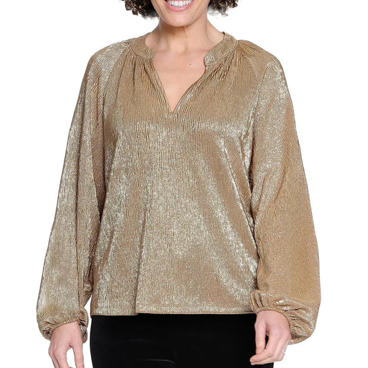 Metallic Popover Top - Gold