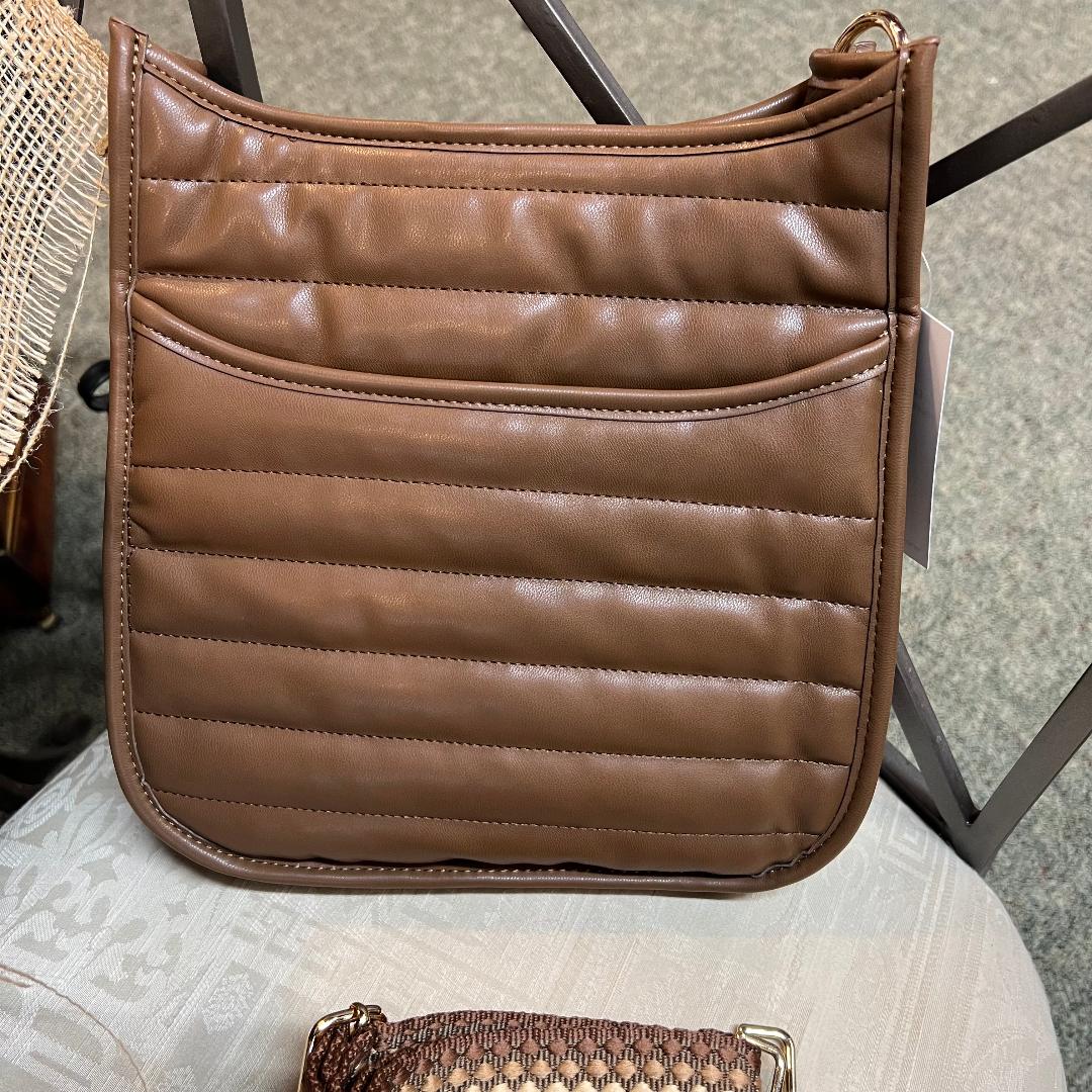 Sarah Quilted Faux Leather Mocha Messenger/ Strap Sold Separately