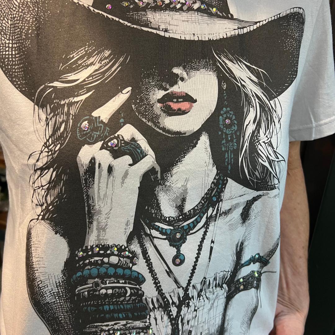 Turquoise Cowgirl Ice Gray with Rhinestone Accents