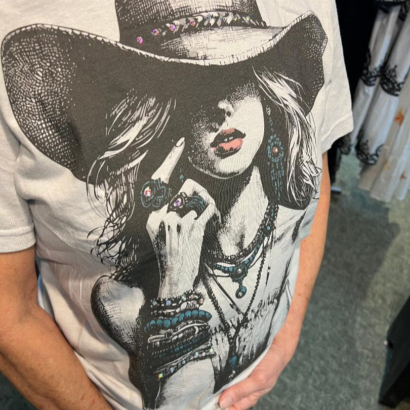 Turquoise Cowgirl Ice Gray with Rhinestone Accents