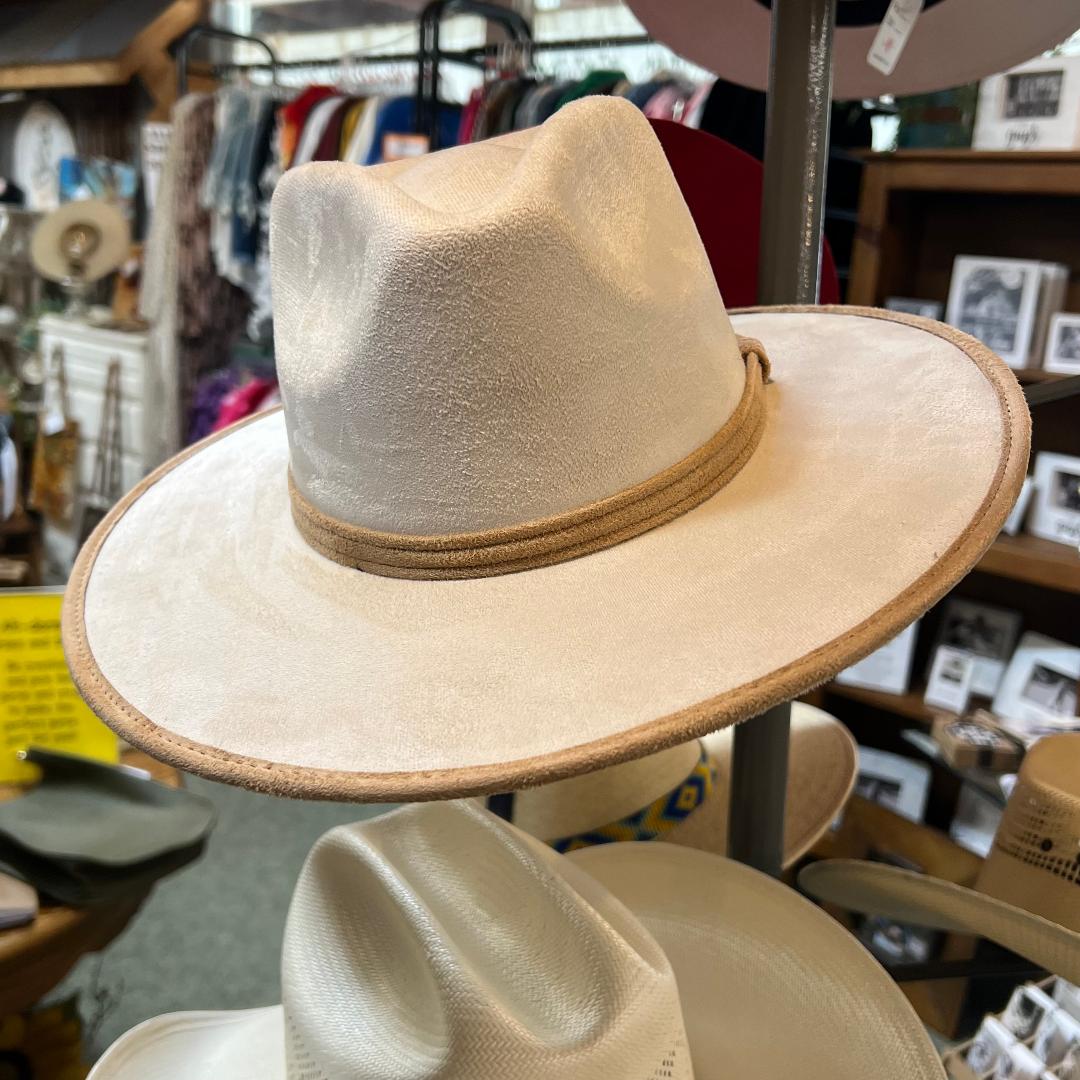 Vegan Suede Ivory + Cappuccino Rancher Hat