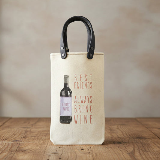 Canvas Wine Tote Gift - Best Friends Always